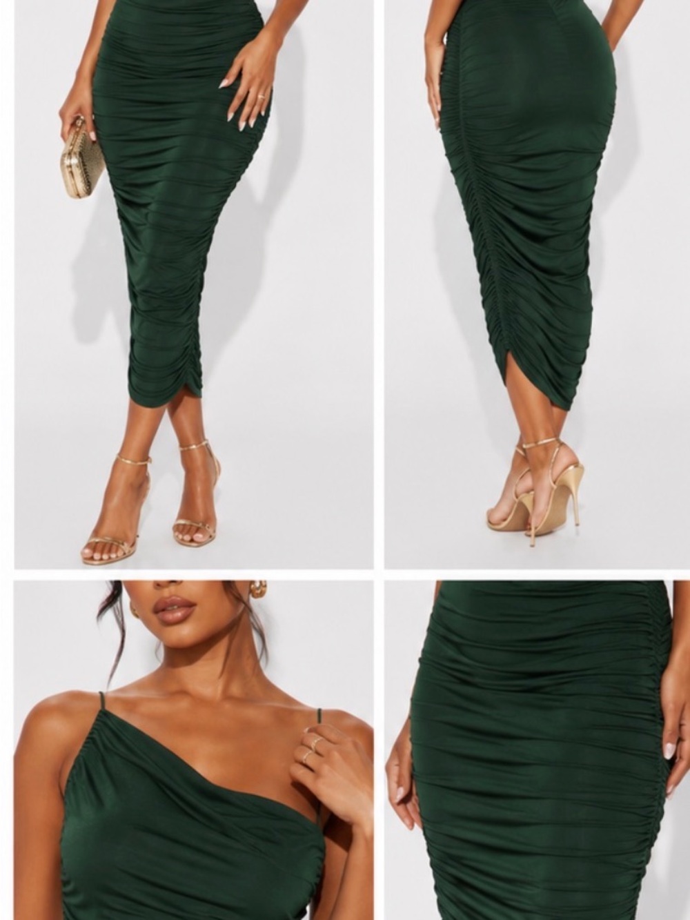 Fashion Nova On Board Slinky Midi Dress – Hunter Green – Size XS – NWT
